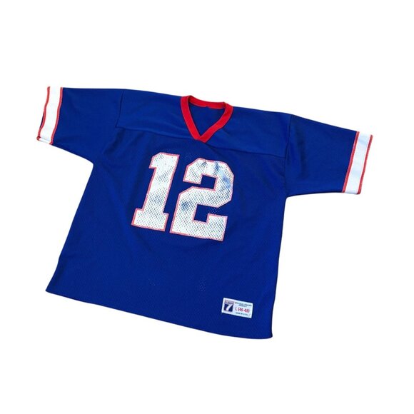 Vintage 90's Logo 7 Buffalo Bills Jim Kelly #12 NFL Football Jersey Men's Large - Picture 4 of 6